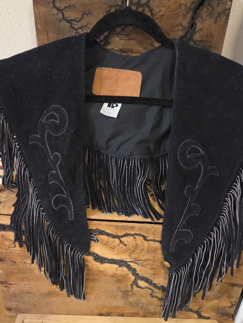 Women's Black Suede Fringe Capalet - Vintage Western Style